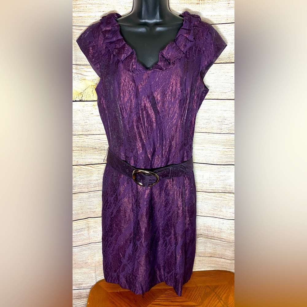 Antonio Melani purple belted sheath dress size 8